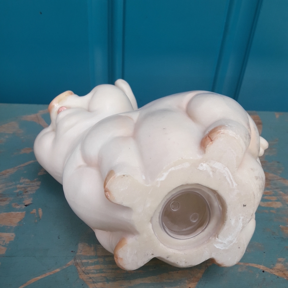 2 Vintage Piggy Banks Plastic Pig Flower Power Hippie Dog Rubber Stoppers Retro - Picture 6 of 10